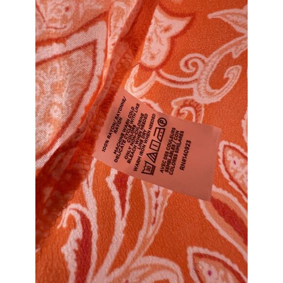 Loft Orange Paisley Sleeveless V Neck Blouse Small NWT - Picture 4 of 4